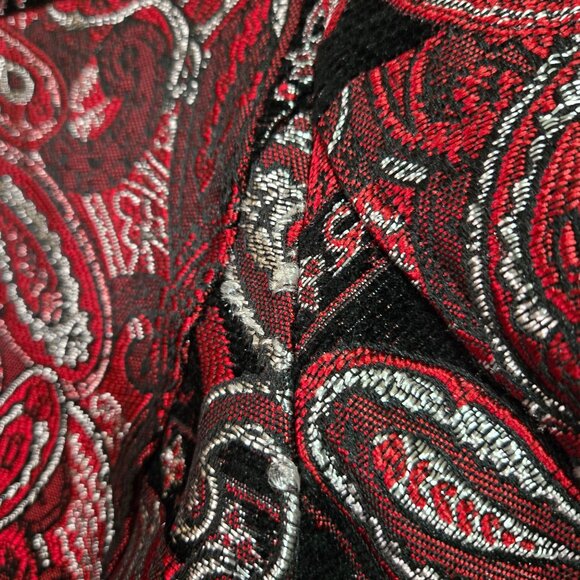 Vintage Tapestry Brocade Paisley Art to Wear Jacket Red Black Metallic M - Picture 10 of 11